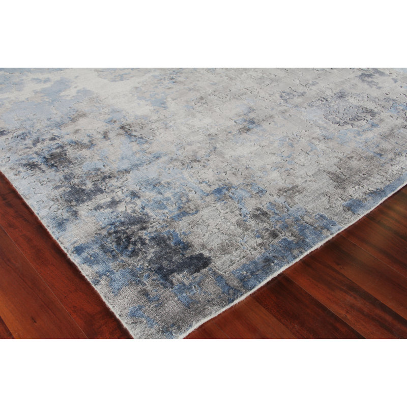 Reflections Abstract Area Rug in Silver, Rectangle 9' x 12'