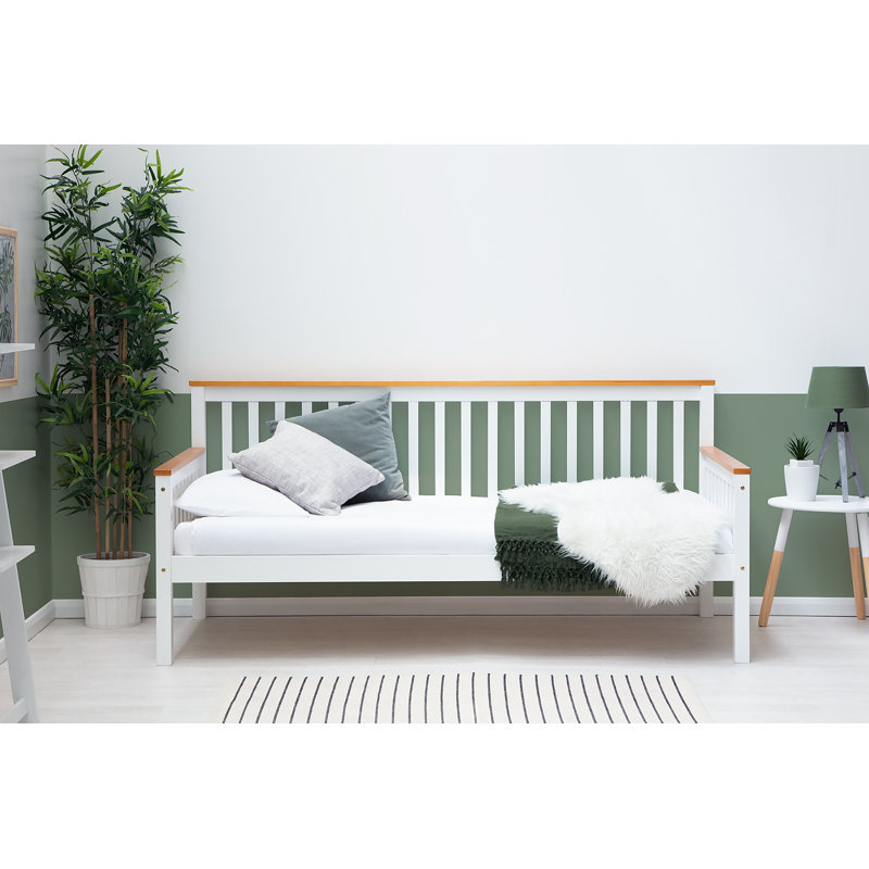Demers Solid Wood Daybed with Mattress, White/Oak