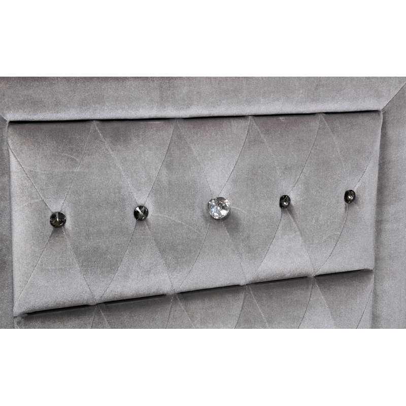 Table de chevet 2 tiroirs Dilbeck, Gris/argent