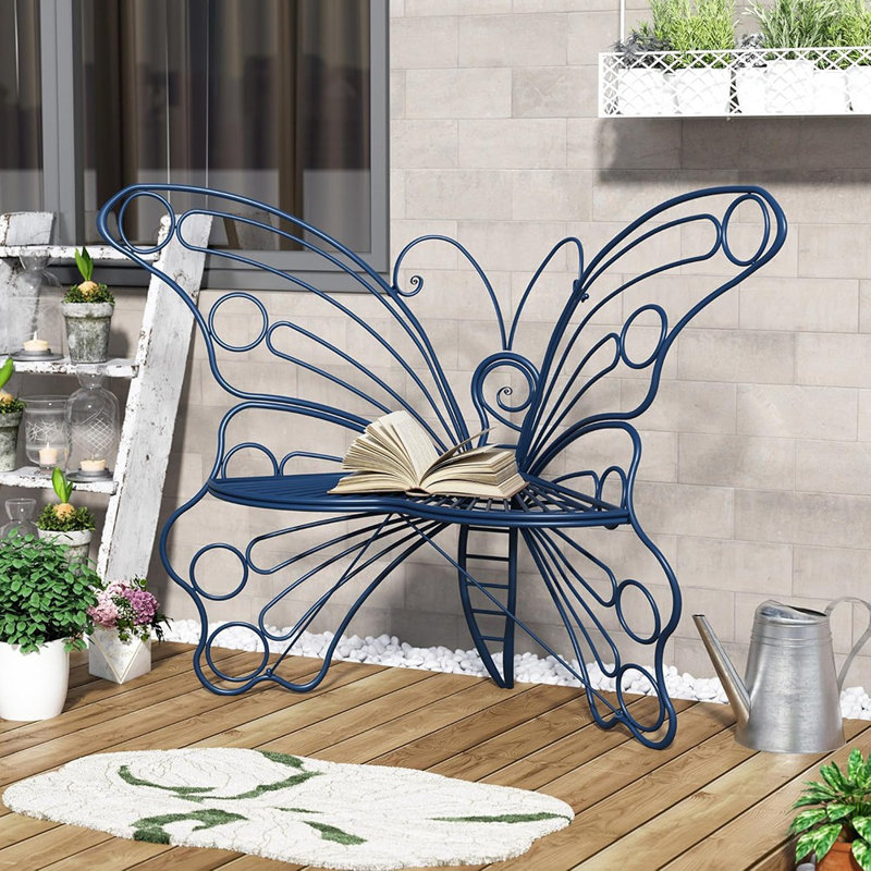 Banc d'extérieur de 49,4 pouces, banc de jardin avec structure en fer robuste, joli banc de porche pour terrasse, jardin, cour