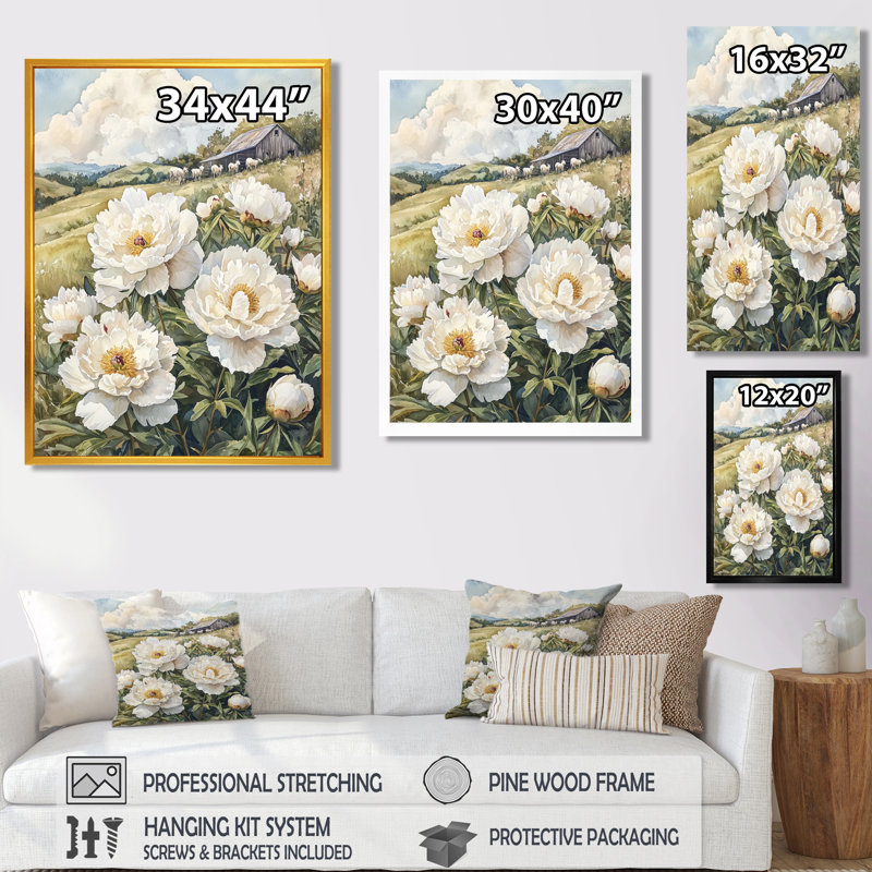 Bateson - impression sur toile florale, H 44 po x l 34 po, Noir, noir, noir, noir, Reproduction encadrée d'une seule photo