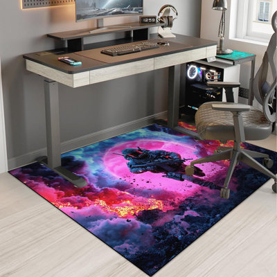 79" X 59" Running Shooting Battle Game Rug - Polyester Non-Slip Machine Washable, Colorful Bomb War Gaming Carpet For Kids Bedroom Playroom