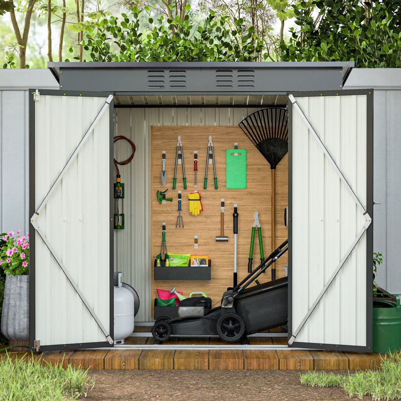 Maison de rangement pour pelouse toutes saisons 6 pi x 4 pi - Structure noire, toit pour animaux 6 pi x 4 pi