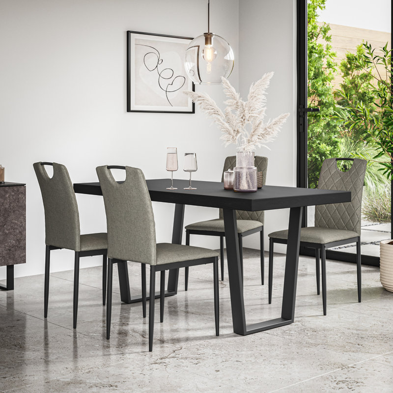 Davius 6 - Person Dining Set, Black/Black/Grey