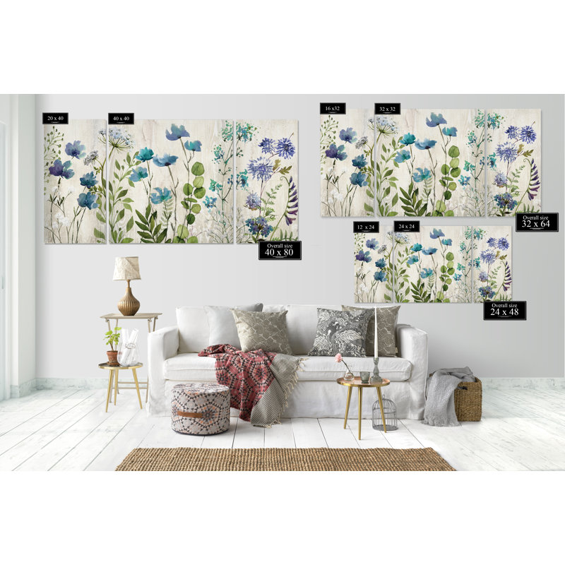 Blue Meadow - image multi-pièces sur toile, H 32 po x l 48 po x P 1,5 po