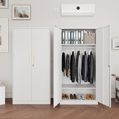 36 Inch Wide Metal Wardrobe Cabinets Storage Cabinets with Lock