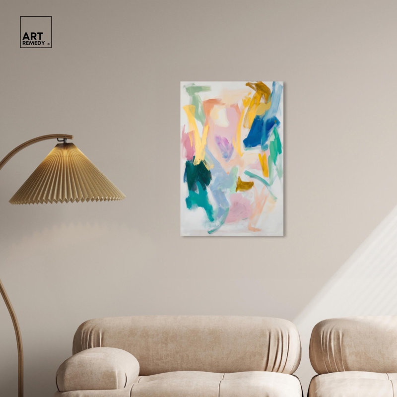 Brushstroke Bliss 30" x 20" Wrapped Canvas Abstract Art