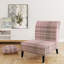 Fauteuil de chambre en velours rose à carreaux tartan
