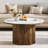 31.5-inch Solid Wood Round Coffee Table With Sintered Stone Top