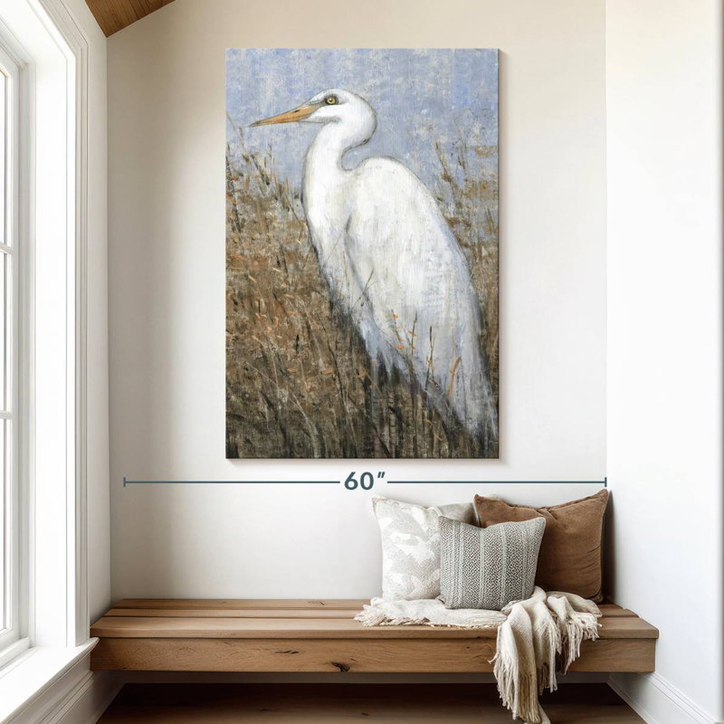 Brampt White Heron II, 51" H x 34" W