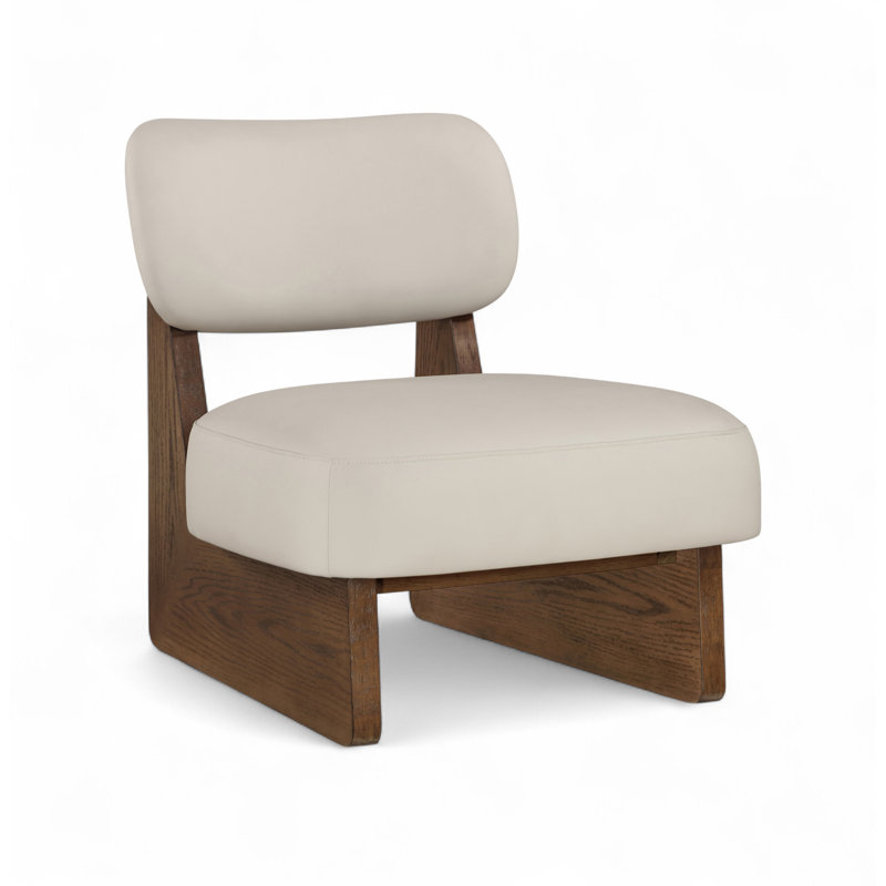 Fauteuil d'appoint en cuir Vetra Lystra, Cuir taupe végétalien, Brun