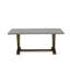 Ensemble de table 3 pièces comprenant une table de salle à manger et 2 bancs de style Mid-Century moderne - plateau de table en ciment et finition jacobine patinée-1823019445-1823719851