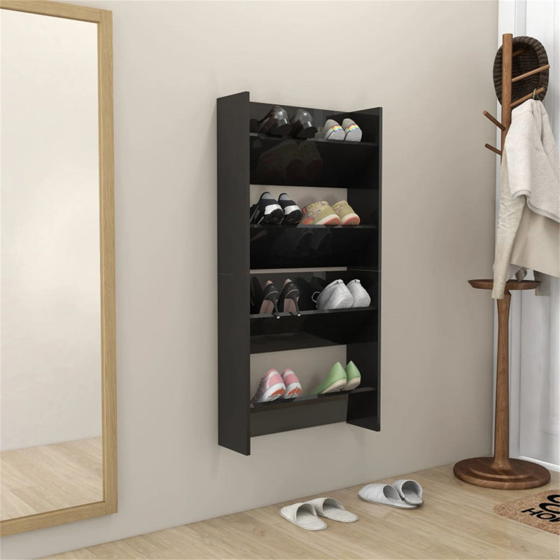 Shoe Rack, 60 cm H x 120 cm W x 18 cm D, High Gloss Black