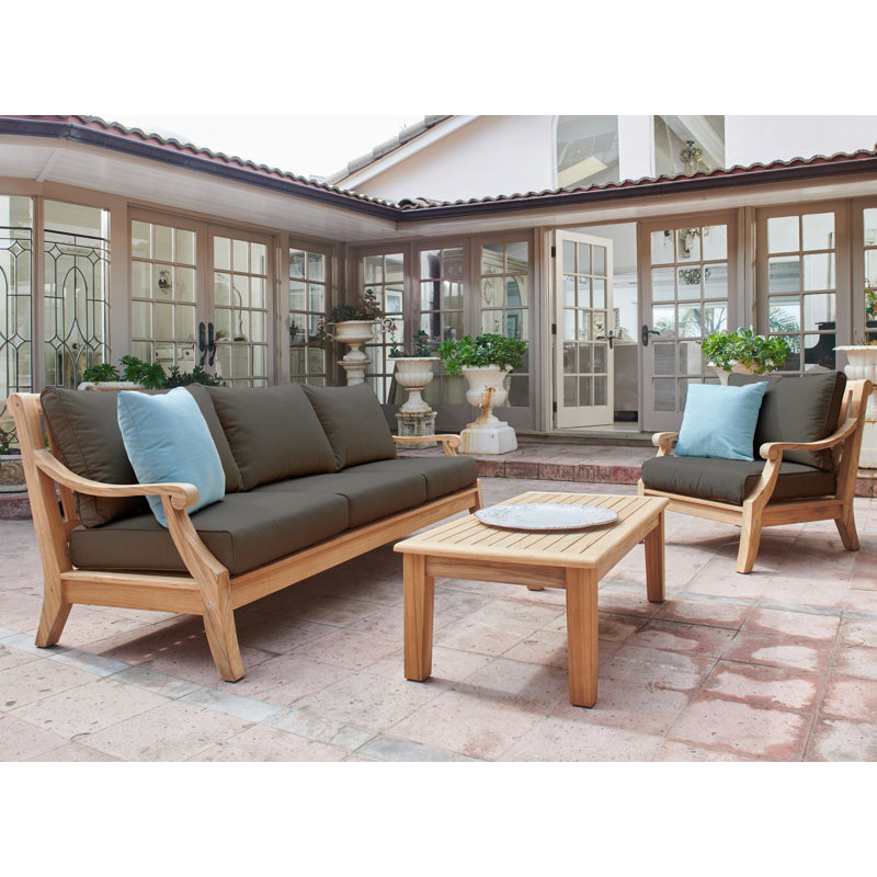 Sonoma Teak Club Chair With Cushion In Antique Beige, Natural Sanded, Canvas Navy Sunbrella® Canvas