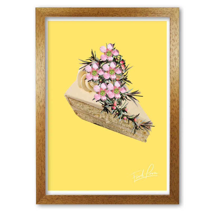 Cake Food Porn - Painting, Honey Oak Frame, 85 cm H x 60 cm W x 5 cm D