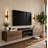 Desmone Modern Floating TV Stand for Up to 80" TVs, Minimalist Wall-Mounted Media Console with Storage, Walnut Brown Wood Finish -74417197-111925897