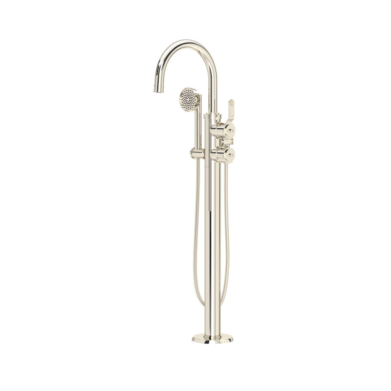 Garniture de robinet de baignoire à fixation au plancher à un trou Armstrong avec bec en C, Polished Nickel