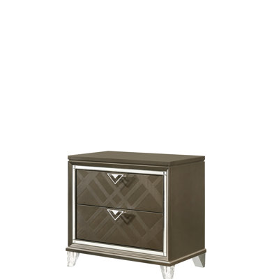 Dark Champagne Nightstand With Wooden Case Stylish Build