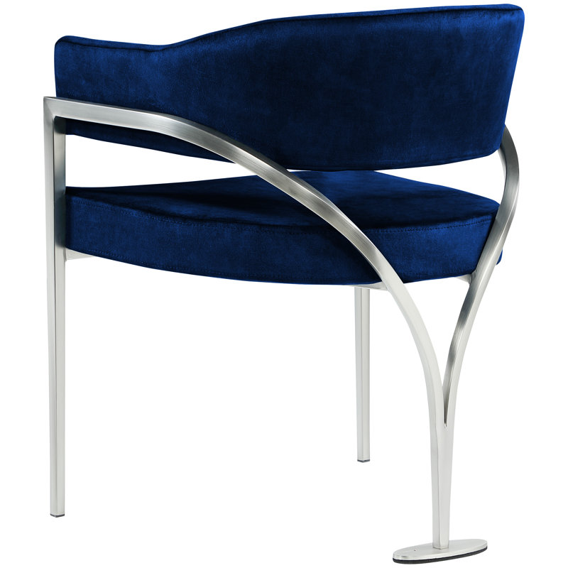 Kirsi Velvet Dining Chair, Navy Velvet, Silver