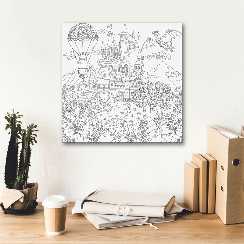 «Coloriage du château» par Epic Portfolio, art mural sur toile, H 18 po x l 18 po x P 0,75 po