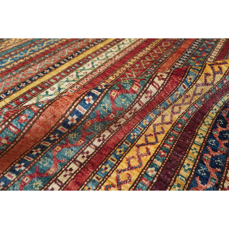 Aryana Wool Striped Area Rug in Red