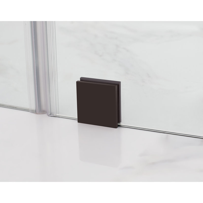 Coraline 75" H Single Sliding Frameless Shower Door, Clear, Bronze