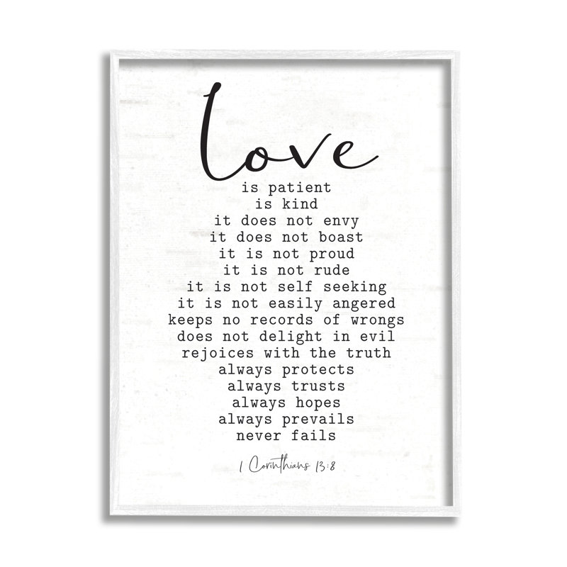 Love Is ... Spiritual Scripture, H 14 po x l 11 po x P 1,5 po, Giclée encadrée blanc bord de mer