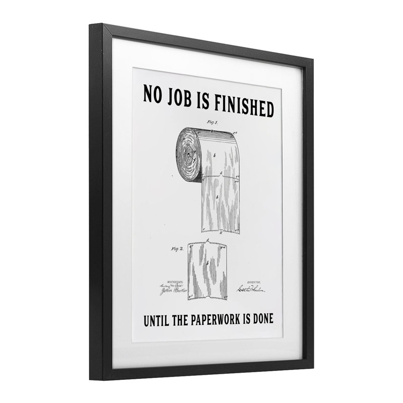 Papier hygiénique sans verre avec finition No Work, impression par lettres et doublure, Cadre noir minuit, H 16 po x l 13 po