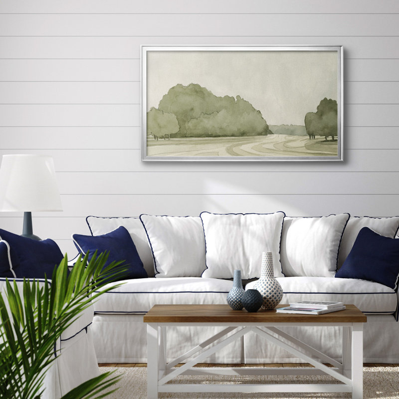 On Course I - Toile encadrée de qualité supérieure - prête à être accrochée, Cadre argenté, H 10,5 po x l 18,5 po x P 1 po