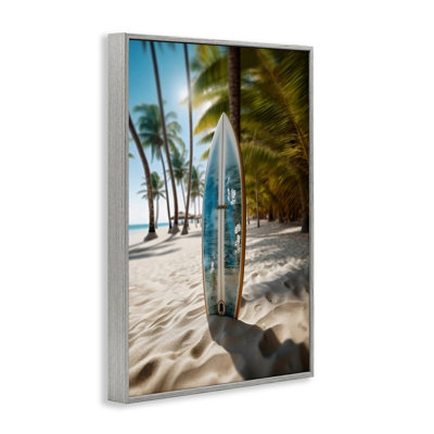 «Blue Surfboard Coastal Blur», estampe numérique, design par LSR Design Studio