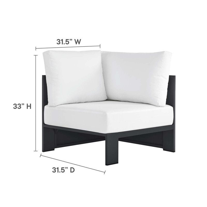 Tahoe Gray and White Aluminum Outdoor Corner Chair