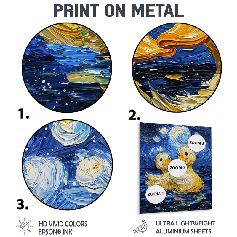 «Cute Ducks» par Vincent - Art mural en métal animalier, impression sur métal moderne, H 20 po x l 12 po x P 0,84 po