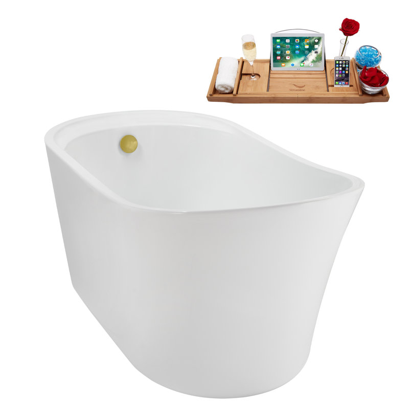 Baignoire autoportante 59 "avec drain interne Streamline, Or poli