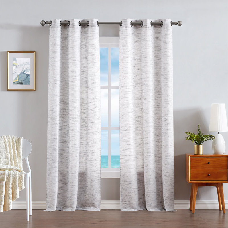 Nautica Julius Light Filtering Grommet Window Curtains, 36" x 96", Gray