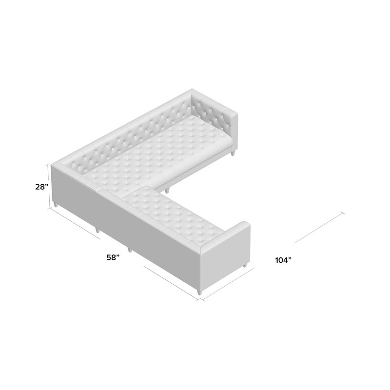 Kimmy Upholstered L-Shaped Sectional Left Hand Facing, M9463 Pollen, Shiny Nickel, Mossy Gray