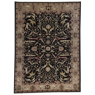 Hand-Knotted High-Quality Black and Brown Area Rug