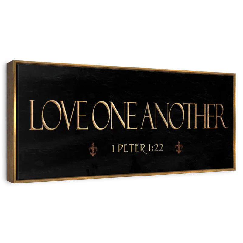 «Love One L'autre Verset de la Bible», Cadre flottant doré, 37 po x 13 po