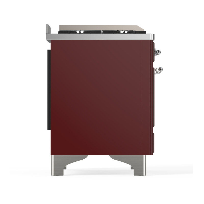 Majestic III Series 48 Inch Dual Fuel Range with 5 Sealed Burners, Griddle, Frenchtop in Glossy Black (Natural Gas, Burnished Trim)