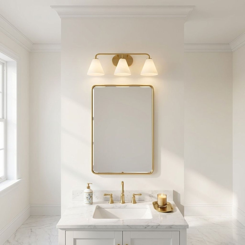  Falbo 3-Light Bathroom Vanity Light in Warm Brass, Brass, 3 Lights
