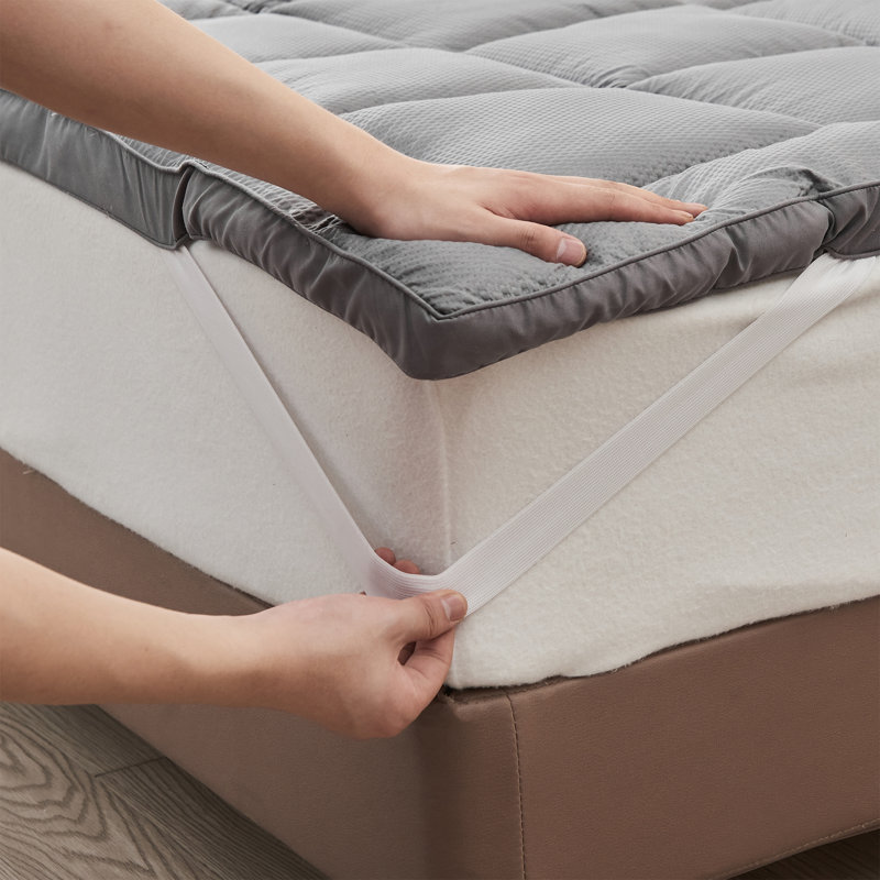 2" Down Alternative Box-Stitched Mattress Topper, King, Light Gray