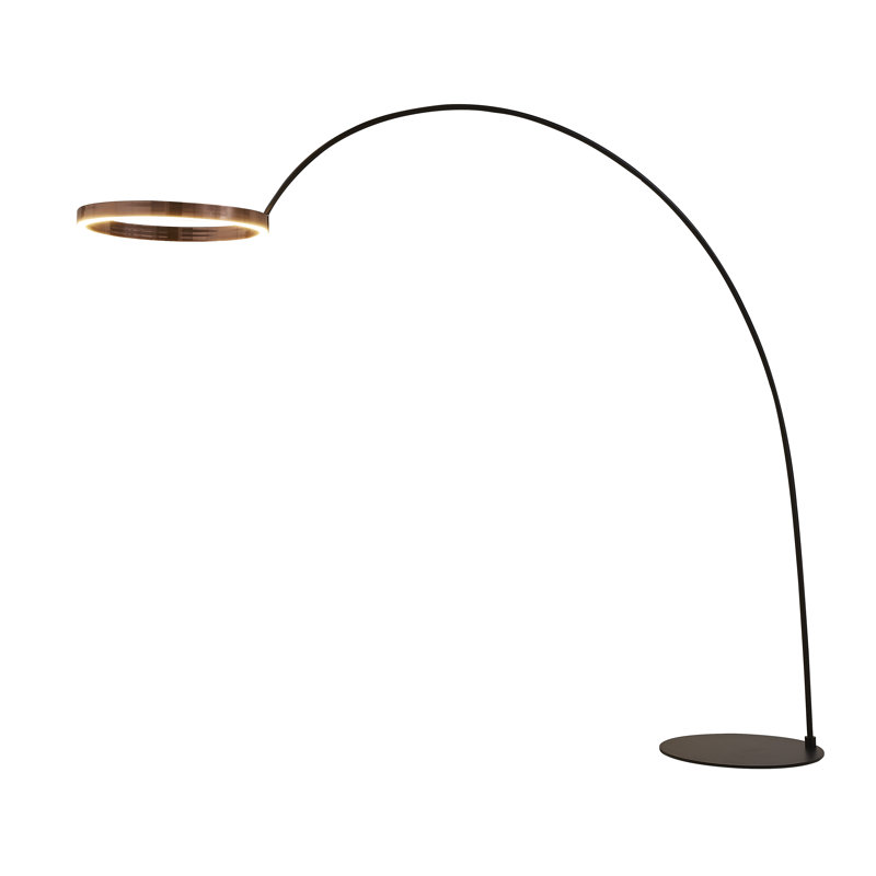 Rushell 82'' Black LED Arched Floor Lamp with USB, Rose Copper
