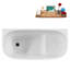 Baignoire autoportante en acrylique 47 ", plateau en bambou, drain Streamline-103682629