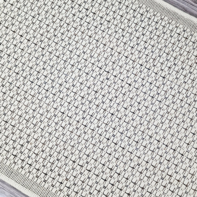 Non Slip Plain Solid Rug Flat Weave Kitchen Living Room Carpet, Rectangle 60 x 230 cm, Cream