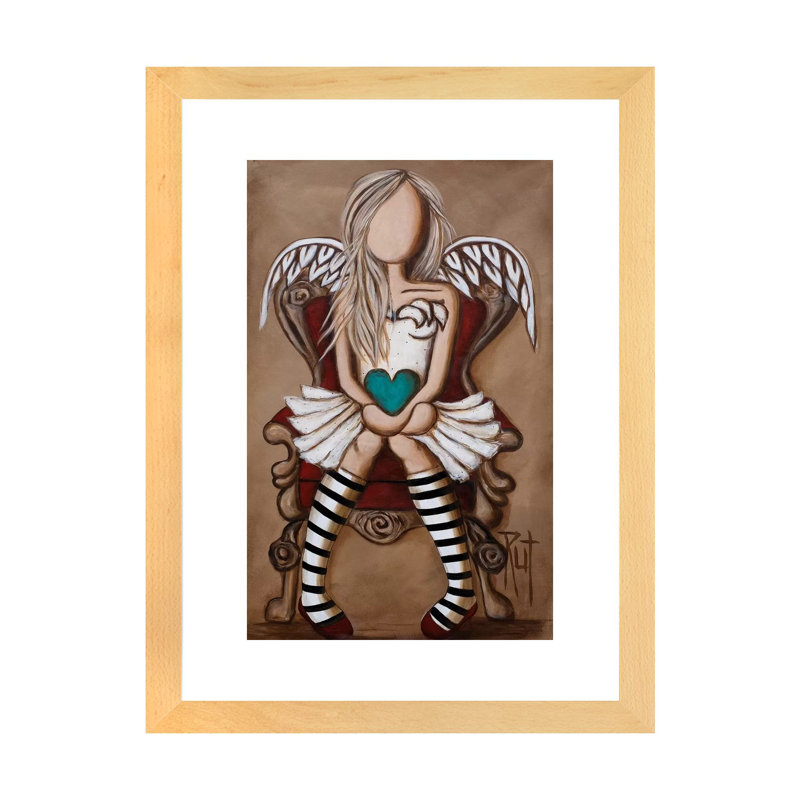 « Colette » par rut art Creations-impression d’art graphique, Toile avec cadre en bois beige, Blanc