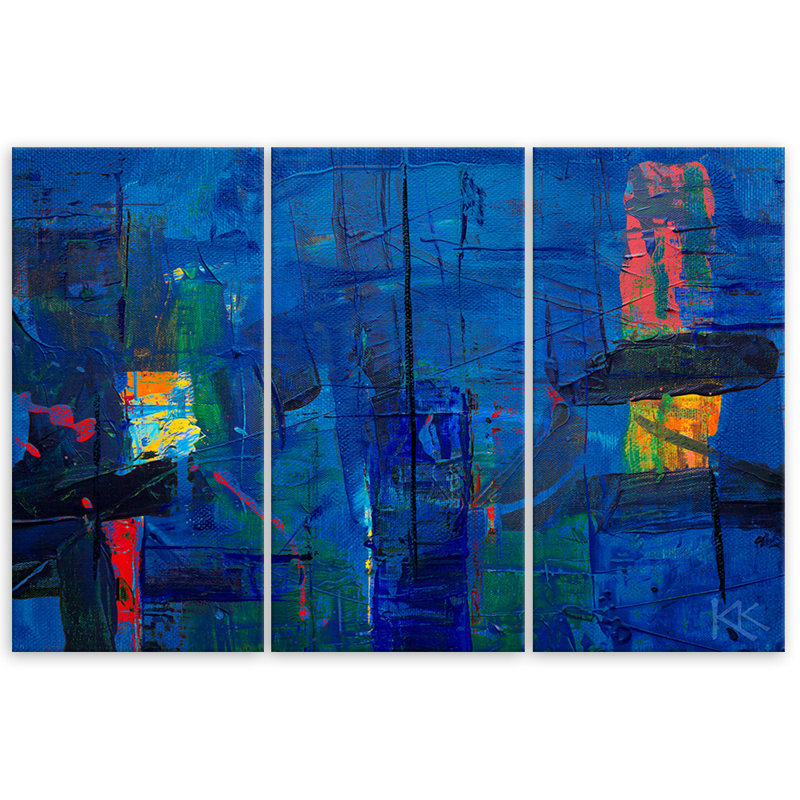 Hand -Packed In Blue - 3 Piece No Frame Print on Canvas, 80cm H x 120cm W