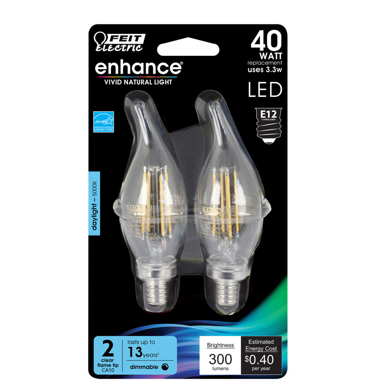 40 watts equivalent, ca10 del, ampoule à del, e26/meduim (standard) base, 5000 K