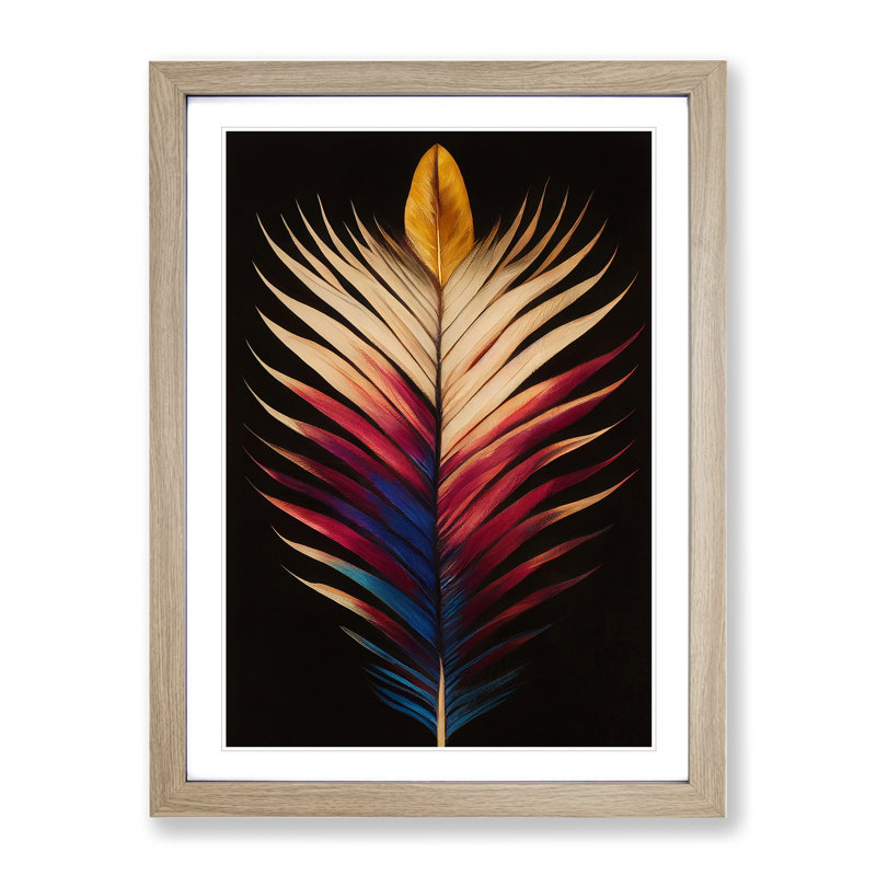 Sublime Feather - Single Picture Frame Painting, 64cm H x 46cm W x 2cm D, Oak Framed