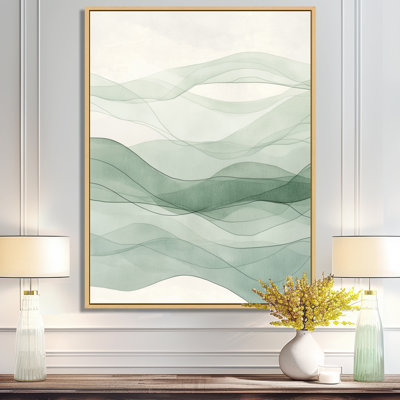 Sage Green Abstract Wall Art, Minimalist Line Canvas, Seacor