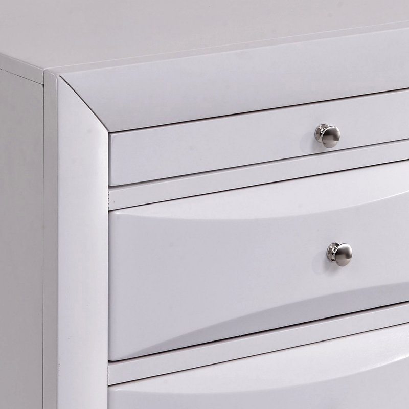Table de chevet avec 2 tiroirs, Blanc