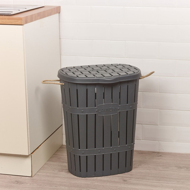 Plastic Laundry Basket with Handles, Anthracite